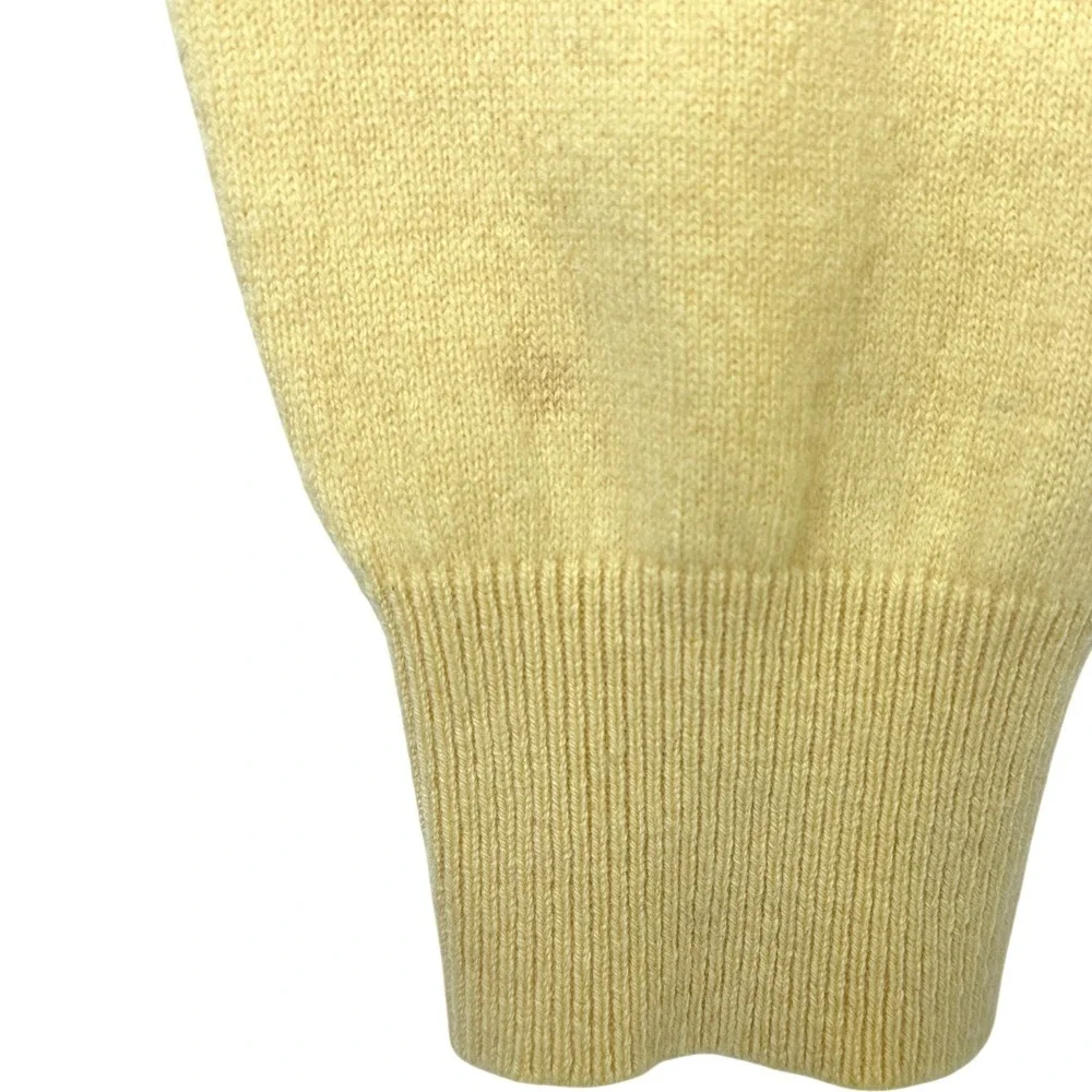 Lands'‎ End V-Neck Cashmere Sweater Yellow Mens L/T Tall Preppy Old Money